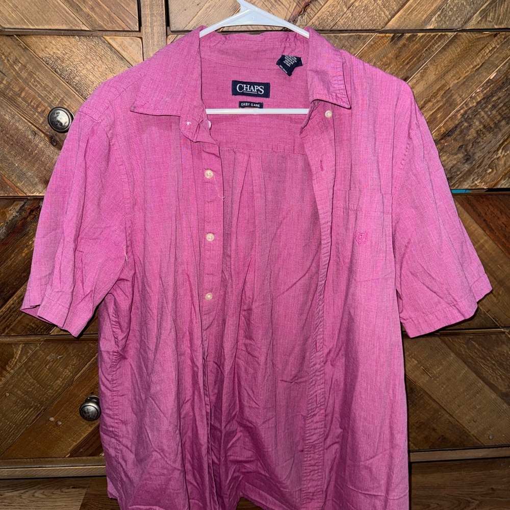 Chaps Pink Casual Button Down Shirt Lightweight Cotton